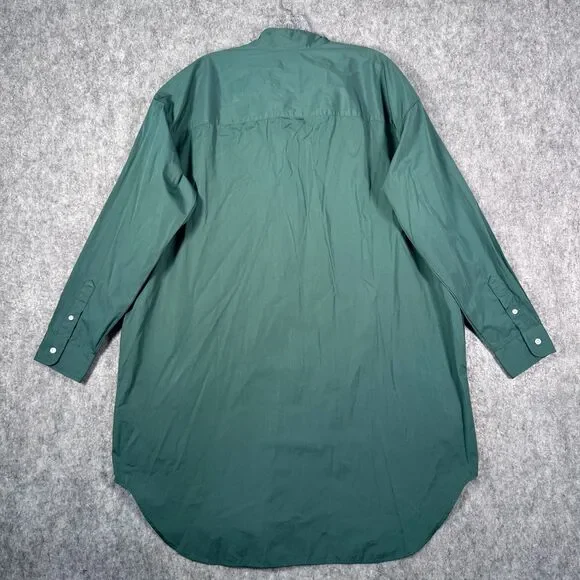 Frank & Eileen TORI Italian Tuxedo Shirtdress Green Cotton S Pockets Oversized - Picture 12 of 12